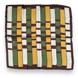 Brown Edges With Green Yellow White Scarf 27” X 27” Women Square Scarve Unisex